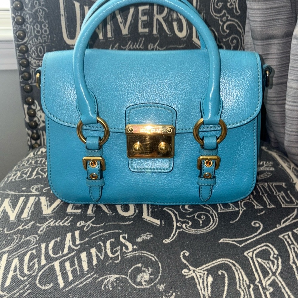 Blue Leather Miu Miu Satchel Handbag